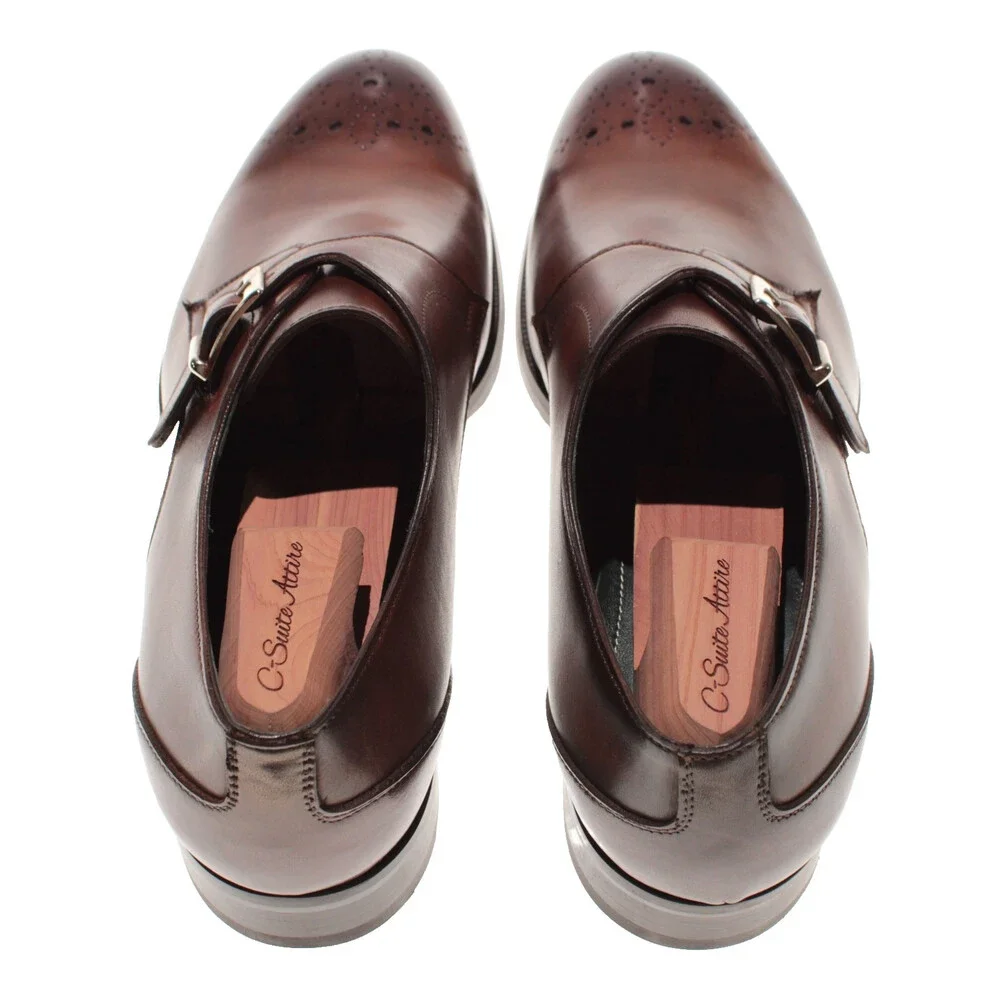 Pastori NWB Single Monk Strap Dress Shoes Size 11.5 US in Whiskey Brown Leather